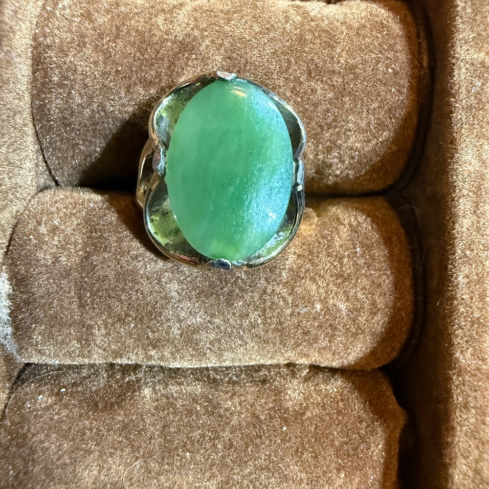 Jade and Sterling Silver Ring by Jane Popovich